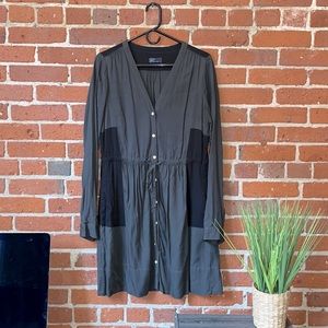 Gap Dress Pocketed Tie Waist Long Sleeve Black & Gray Size 6